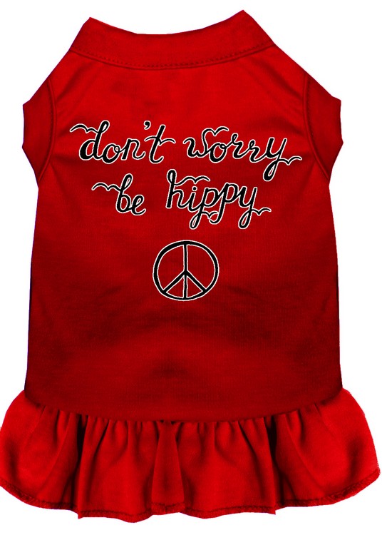 Be Hippy Screen Print Dog Dress Red XS